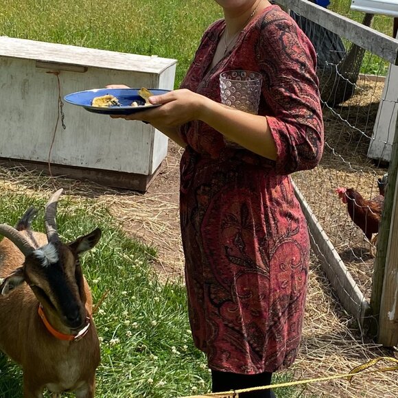 FREE SHIPPING 100% Rayon Red / Maroon “Lucky Brand” Midi Dress / Tunic - Picture 2 of 6